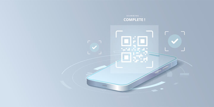 QR Code scan smartphone mobile technology with digital payment vector illustration