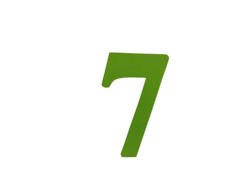 A single green number seven digit isolated for design projects and education isolated on transparent background