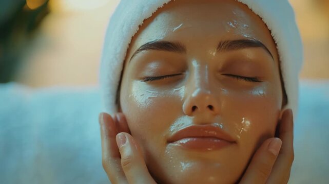 A woman getting her skin pampered in a beauty spa.