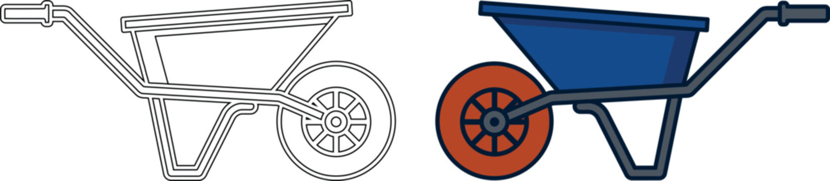 Illustration of two different styles of garden wheelbarrows