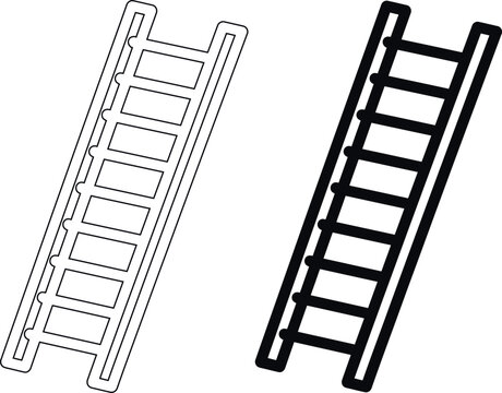Black and white line art ladder icons