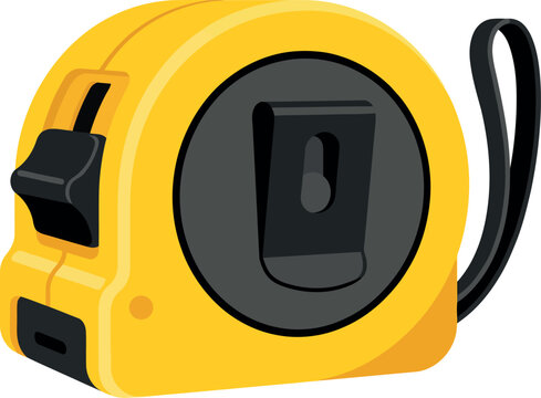 Yellow retractable measuring tape tool for construction