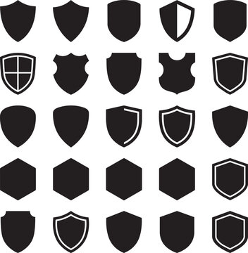Black hexagonal geometric shapes, pentagon, hexagon, heptagon, octagon, and nonagon patterns