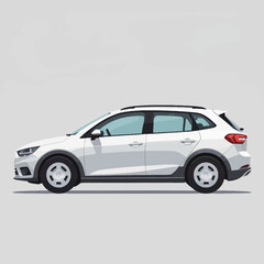 Naklejka premium Modern White SUV Crossover Vehicle Side View Illustration.