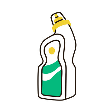 Chemical detergent bottle. Domestic household cleaning liquid in plastic package. Cleansing gel, housekeeping product for WC, closet cleanup. Flat vector illustration isolated on white background