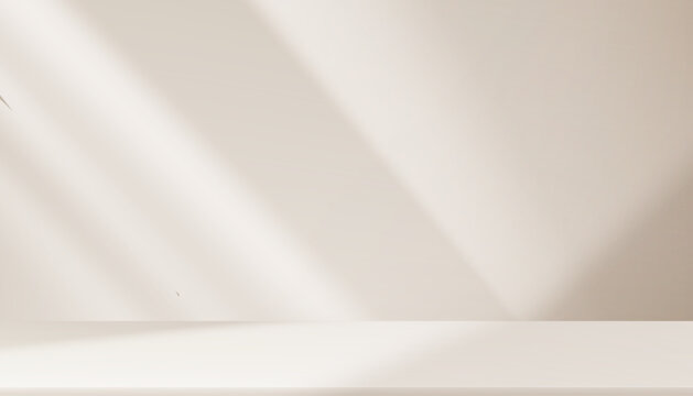 Background Light Brown Wall, Studio Room, Light Shadow Texture on Beige Podium Stage Product Display,Backdrop Background Interior Wall for Cosmetic Countertop Mockup, Abstract Background