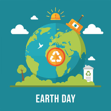 Earth Day Globe with Recycling Symbol.
