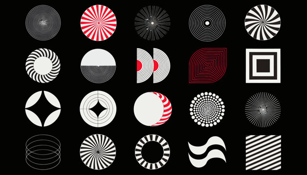 Abstract Geometric Shapes Collection - Op Art Patterns