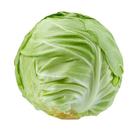 Fototapeta premium Whole fresh green cabbage head isolated on a transparent background