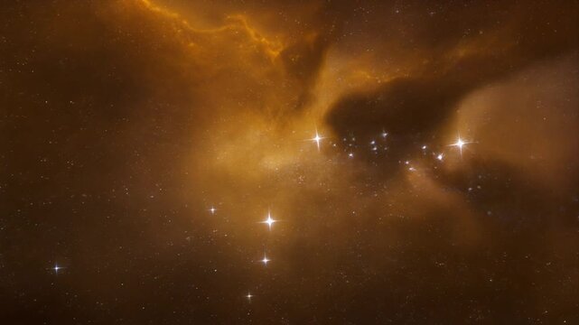 view of a nebula in space with stars and gas.