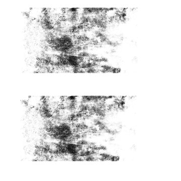 Dark Grainy Band Texture Brush Set for Photoshop &ndash; Two Horizontal Smudged Grunge Stripes on White Background

