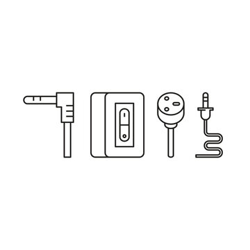 electric plug and audio plug icons set