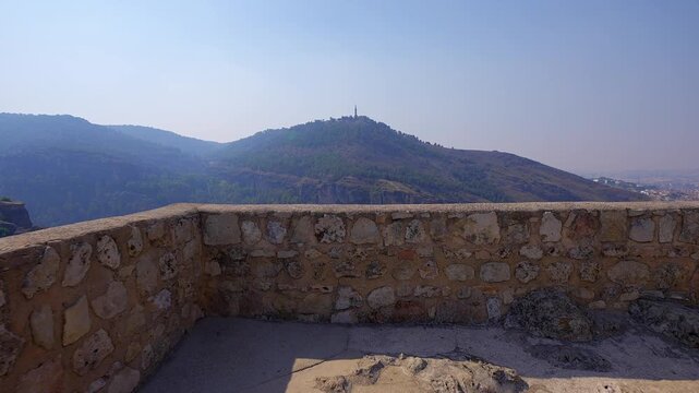 View from Cuenca Castle walls toward Cerro del Socorro in Cuenca Castilla La Mancha