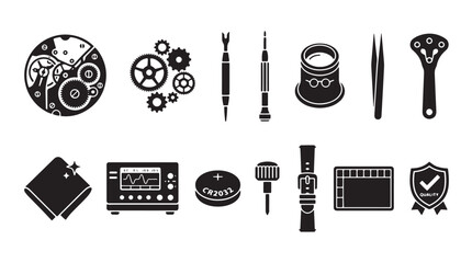 Astronomy and space science icons set, 15 black vector symbols for astrophysics and stargazing, telescope and observatory research graphics © Anika