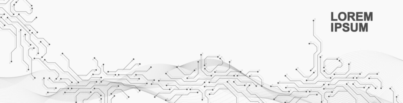 Motherboard digital abstract background. AI circuit board technology texture design. Semiconductor and computer processor on tech banner template concept. Vector illustration
