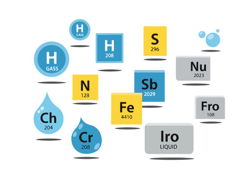 Periodic table elements icons chemistry.