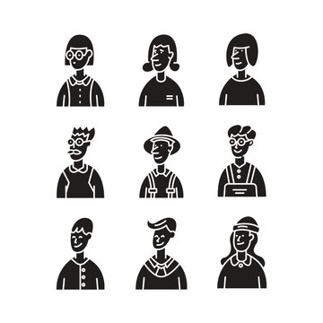 people portrait character avatar icons set
