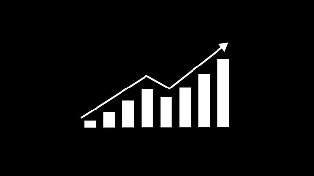 Motion animated graph footage. Statistics bars columns growth, arrow up. Finance, Bar graph going up, Profit concept, positive increase chart. business graph Strategy .