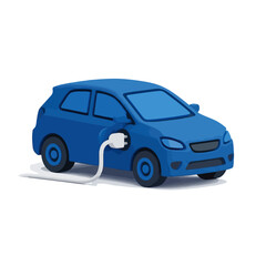 Fototapeta premium blue electric car charging illustration in flat vector design