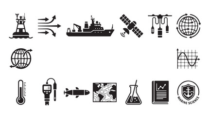 Astronomy and space science icons set, 15 black vector symbols for astrophysics and stargazing, telescope and observatory research graphics © Anika