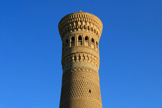 The Kalyan Minaret is located in the city of Bukhara, Uzbekistan. The minaret was built of brick in 1127. Its walls feature various motifs.