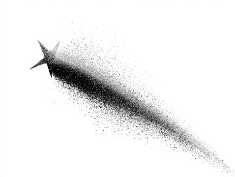 Elegant falling star with particle trail effect, abstract celestial movement illustration, isolated on white background, simple modern vector style. 
