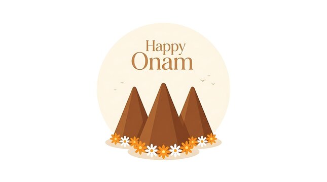 Pookalam floral rangoli design onam festival celebration minimalist illustration