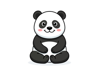 Fototapeta premium cute cartoon panda sitting happily on the ground.