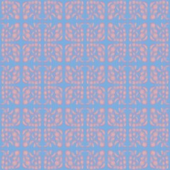 Fototapeta premium Abstract Floral Geometric Seamless Pattern in Pink and Blue