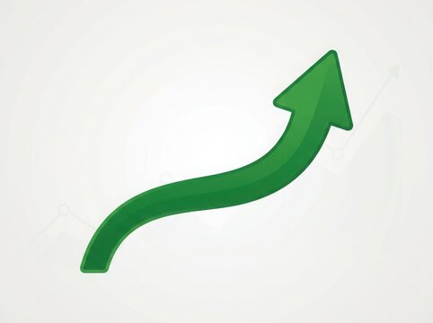 A simple green arrow pointing upwards representing business growth and success