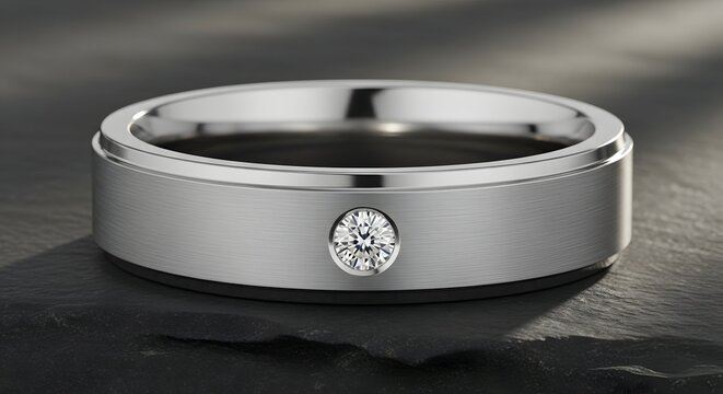 Elegant wide white gold ring with single marquise diamond