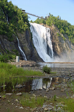Scene with Montmorency Falls vertical - Quebec, Canada