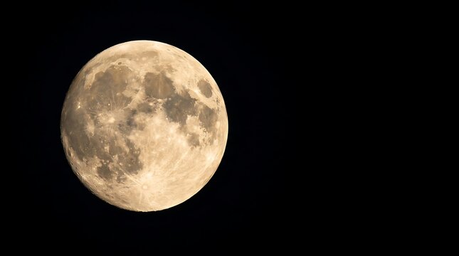 A full supermoon shines brightly isolated on transparent background. Ideal for space exploration or cosmic mystery.