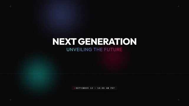 Cinematic title animation for next generation unveiling the future with colorful light leaks