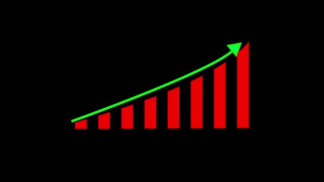 Bar chart for growing business progress by month. Developing company growth during.