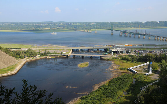 Montmorency River mouth into St Lawrence River, Quebec, Canada