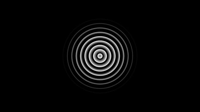Abstract circular sound waves expanding from center in black and white circles radio signal frequency vibration circles radio