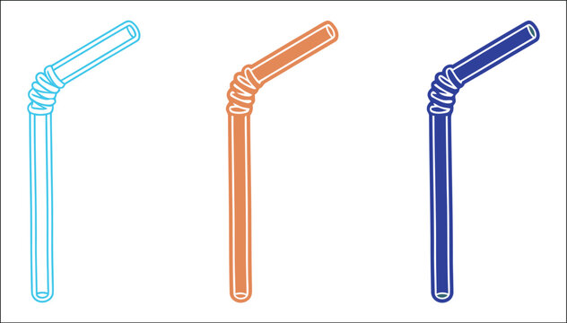 Drinking straw vector icon collection featuring outline, silhouette, and hand-drawn doodle styles, beverage accessories, reusable and plastic straws, soft drink, cocktail, and sustainability symbols