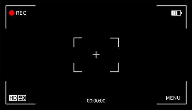Camera Viewfinder Recording Frame with REC Display and Digital Video Interface Vector Set.