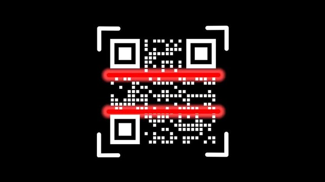 Digital QR Code Scan Failure Animation with Red Laser and Error Cross Mark.