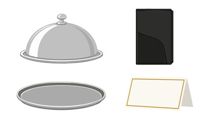 Restaurant service items and folded place card vector set © Mark