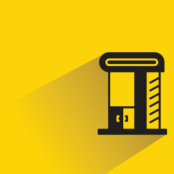 modern house building with shadow on yellow background