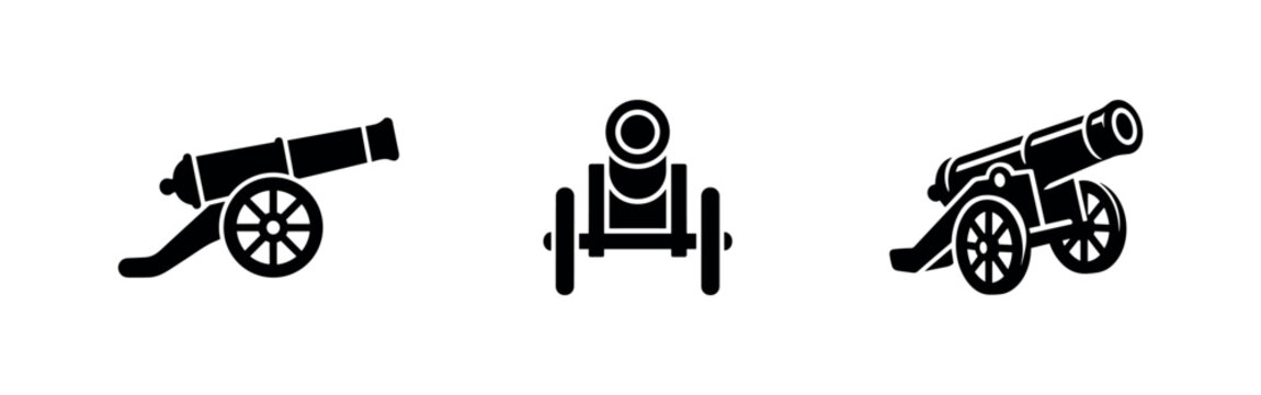 Black Silhouette Icons of Cannons