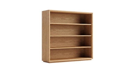 contemporary wooden bookshelf isolated on transparent background © Astral Pixel
