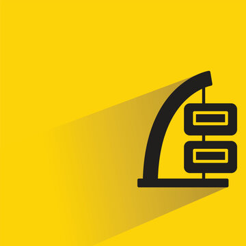 modern house building with shadow on yellow background
