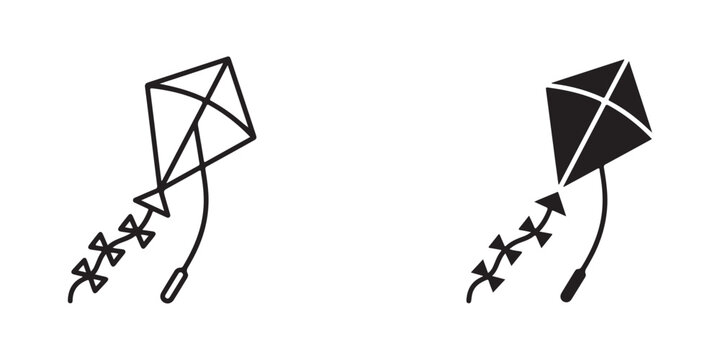 kites flying with different designs and tail patterns in minimalist vector illustration style