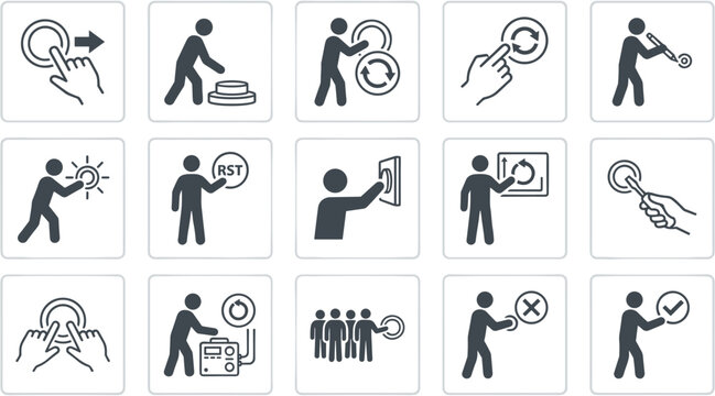 Set of reset and restart icons