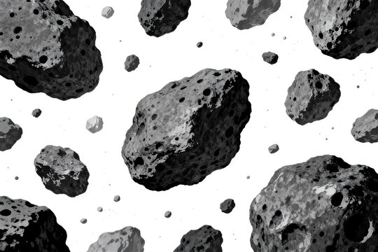 Monochrome Asteroid Field in Space