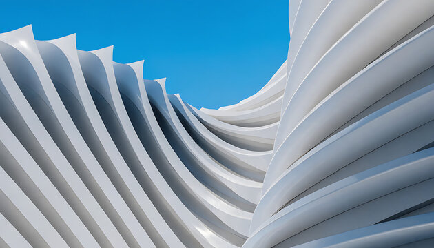 Close-up of modern parametric architecture with flowing curves. Architectural detail highlighting innovative design and futuristic style.