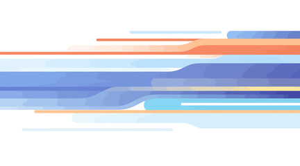 Fototapeta premium Abstract horizontal lines and shapes in blue orange and white.